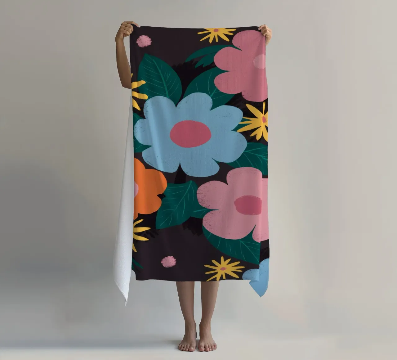 Eenvoudig patroon van madeliefjes strandhanddoek van Obs Canvas