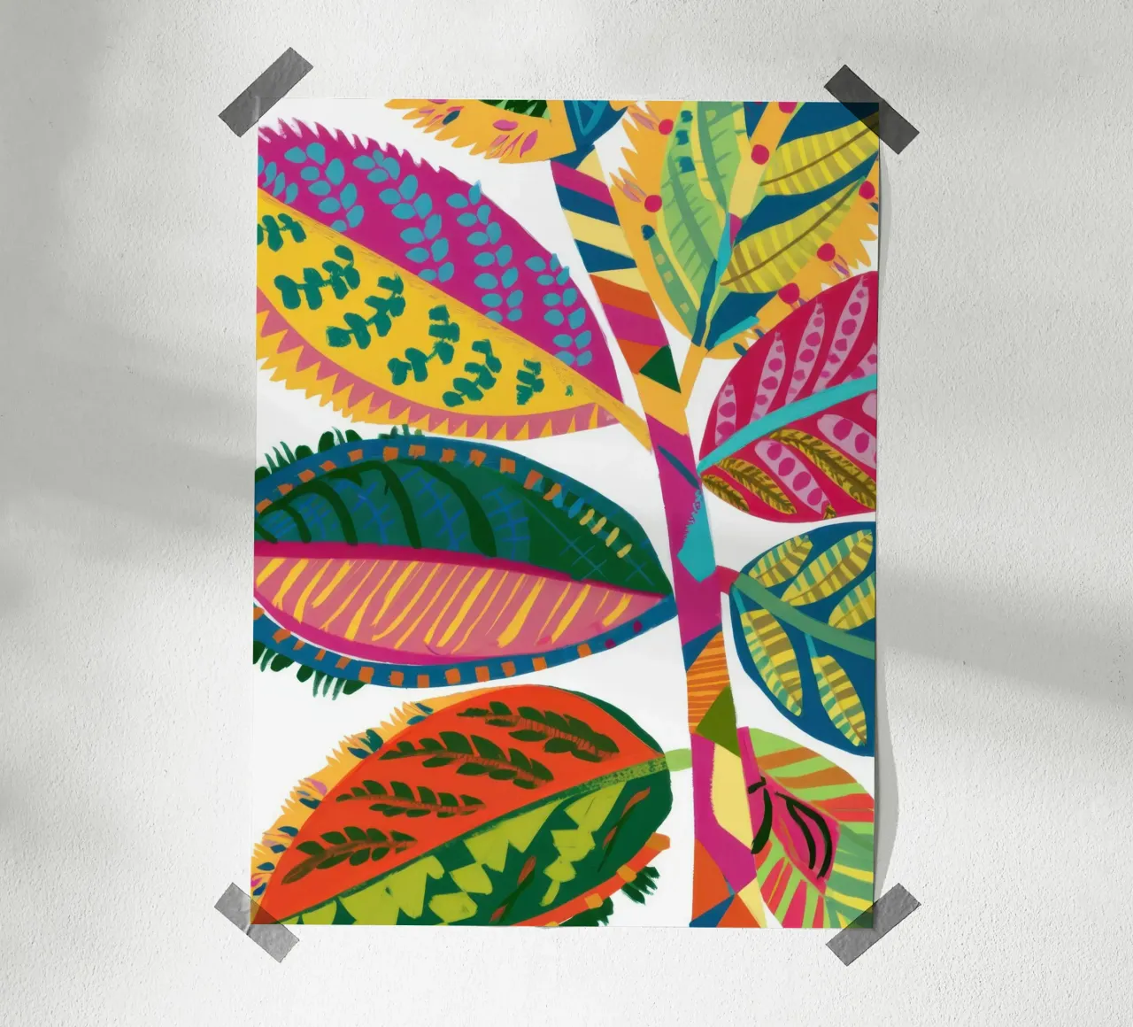 Foglia arcobaleno intricata poster con telaio in plastica da Thistle Bloom