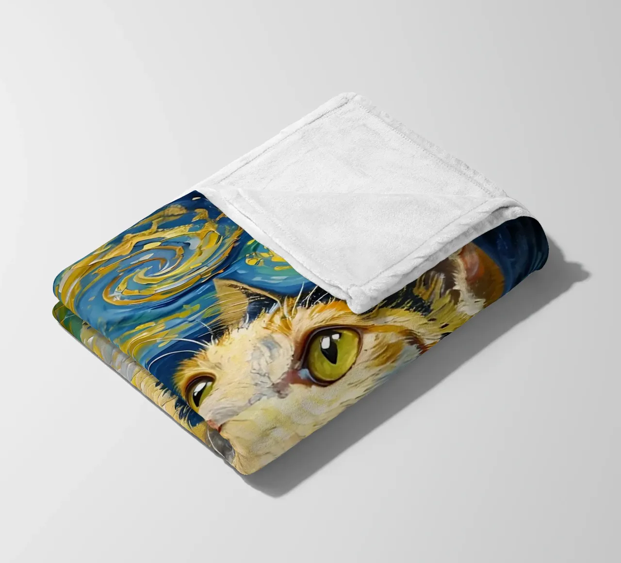 Gatto, farfalla e girasoli dipinto coperta in pile da 🎨 Point and Art