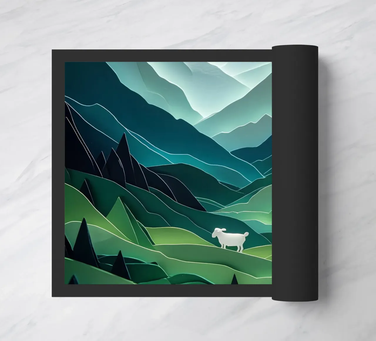 Pecora in una valle di montagna Papercut Art zerbino da Papercut Gallery
