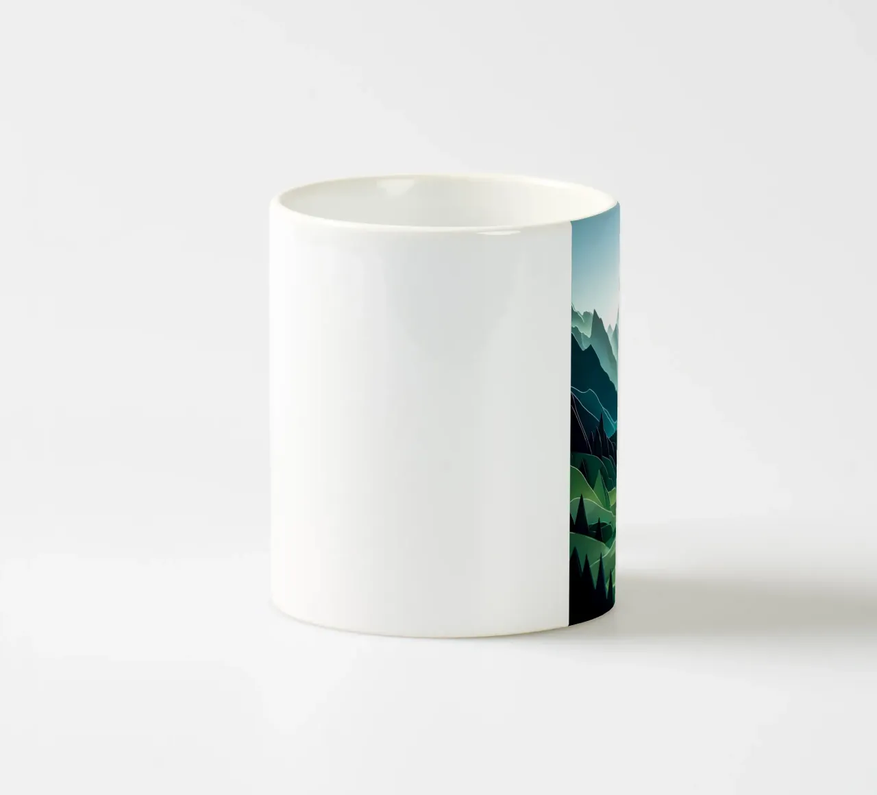 Pecora in una valle di montagna Papercut Art tazza in ceramica da Papercut Gallery