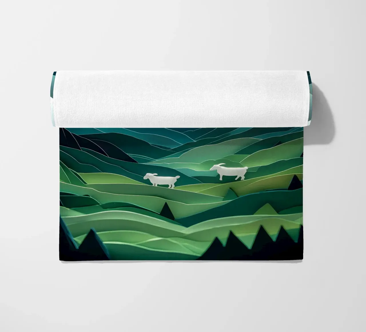 Pecora in una valle di montagna Papercut Art telo mare da Papercut Gallery