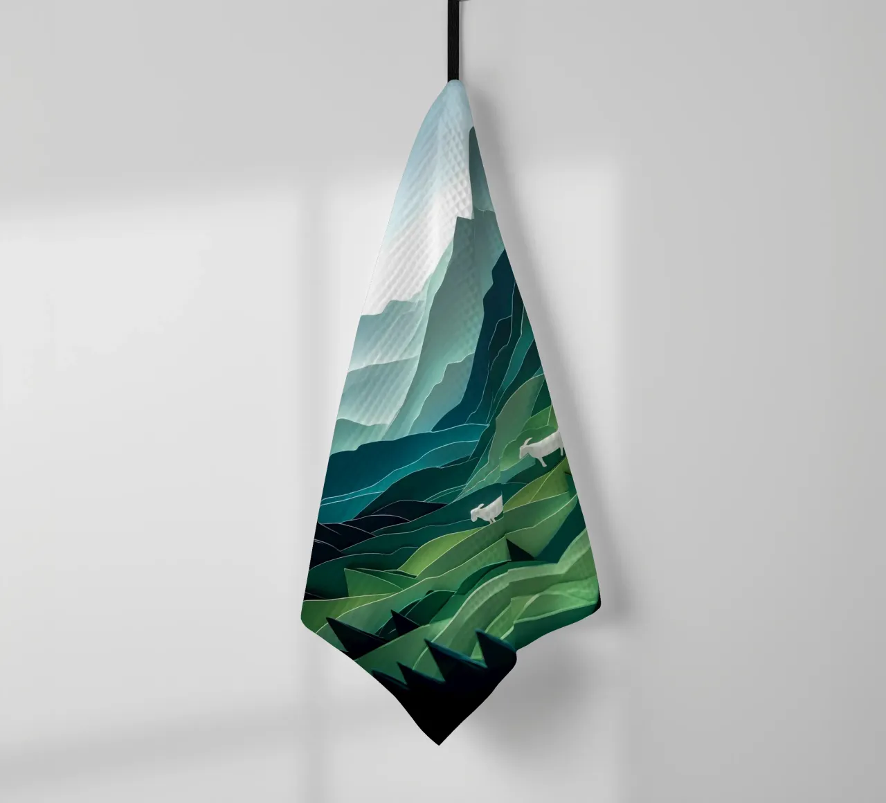Pecora in una valle di montagna Papercut Art canovaccio da cucina da Papercut Gallery