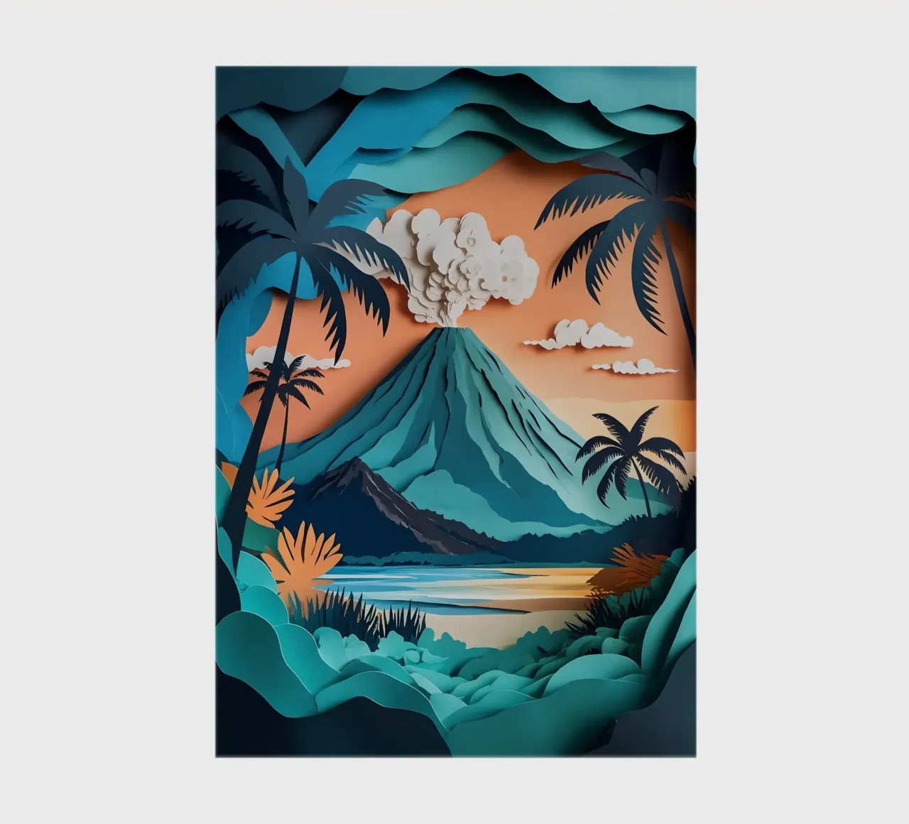 Volcano View Papercut Art diario da Papercut Gallery