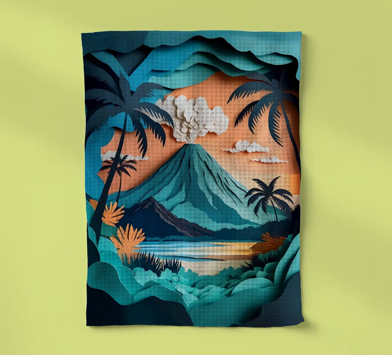 Volcano View Papercut Art canovaccio da cucina da Papercut Gallery