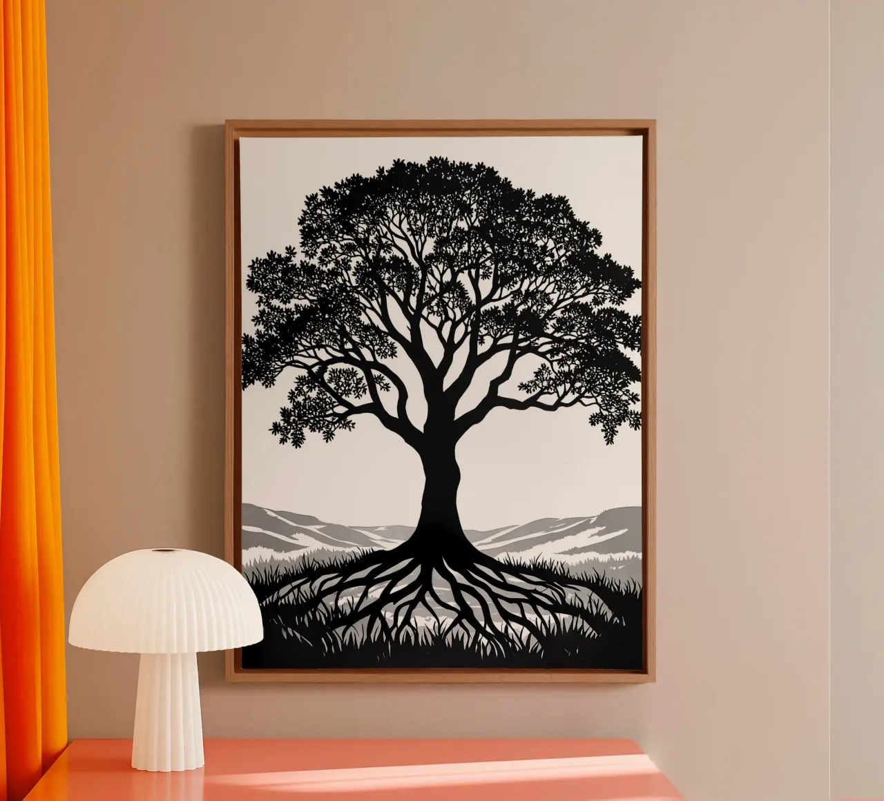 Tree Silhouette Papercut Art canvas with Floater frame by Papercut Gallery