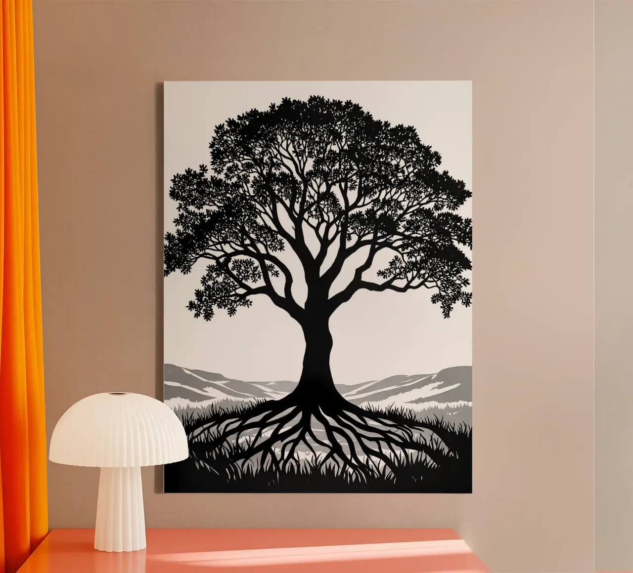 Tree Silhouette Papercut Art canvas with Floater frame by Papercut Gallery