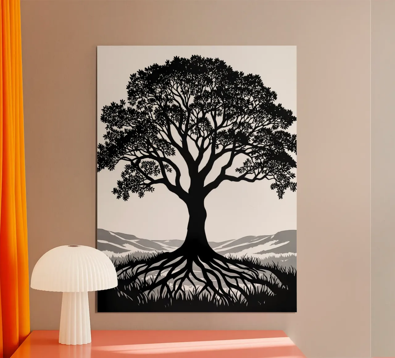 Silhouette di albero in cartapesta poster con telaio in alluminio da Papercut Gallery