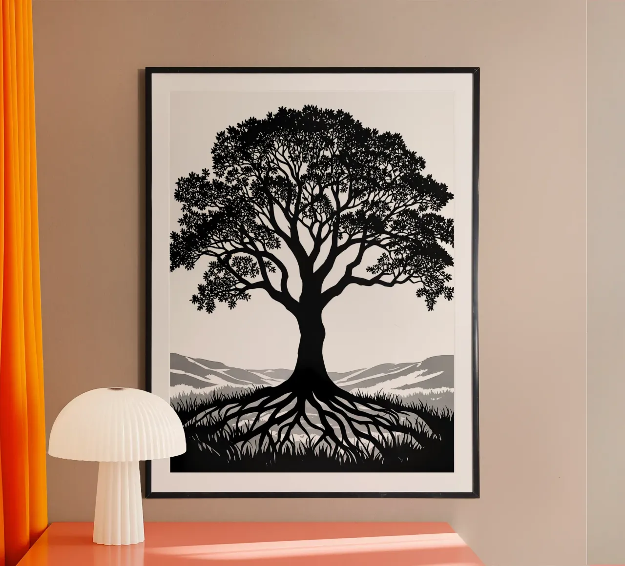 Silhouette di albero in cartapesta poster con telaio in alluminio da Papercut Gallery