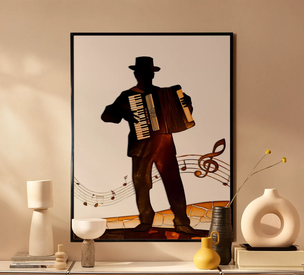 Musicista in cartapesta poster da Papercut Gallery