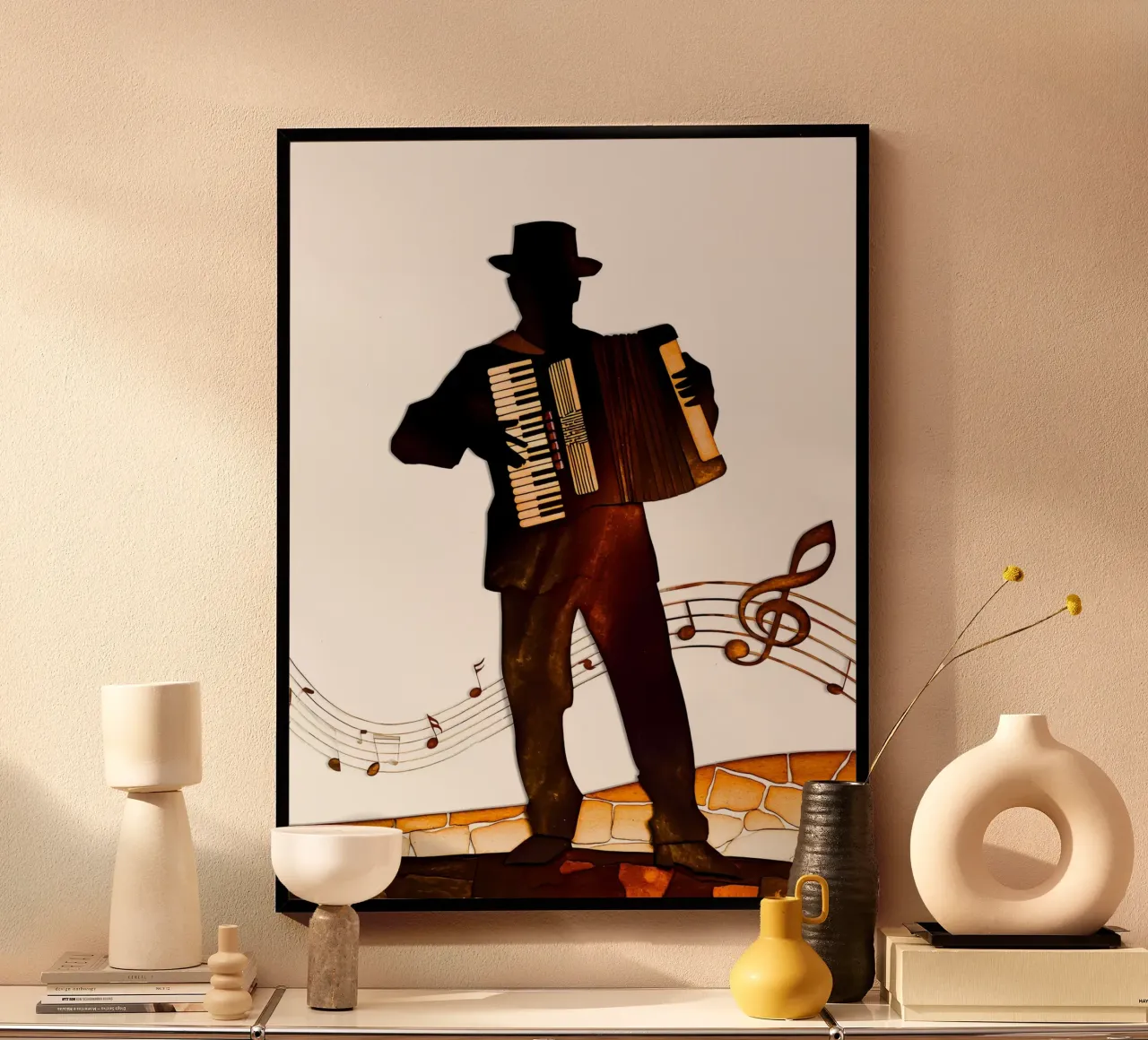 Musicista in cartapesta poster da Papercut Gallery