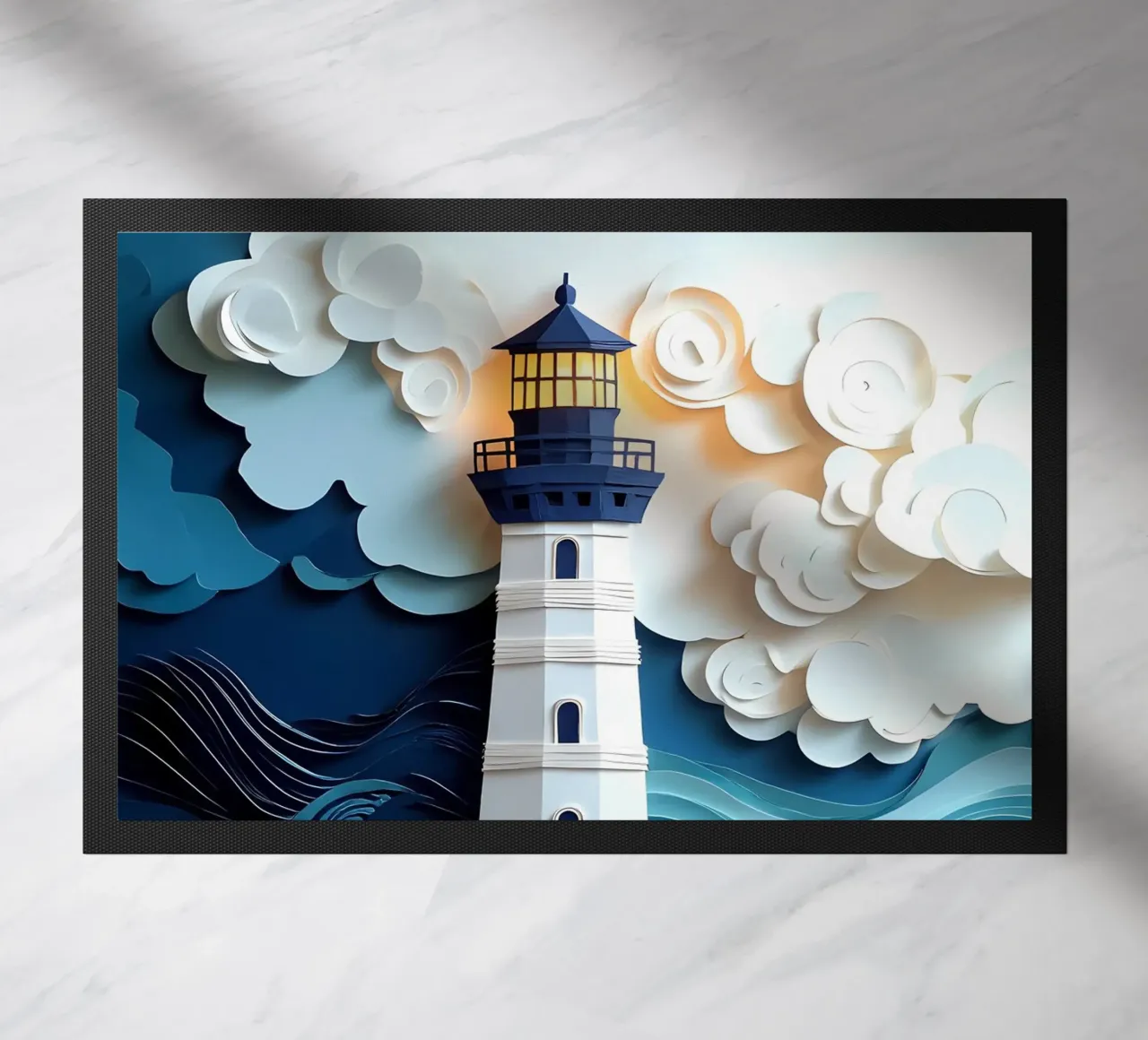 Faro nell'oceano Papercut Art zerbino da Papercut Gallery