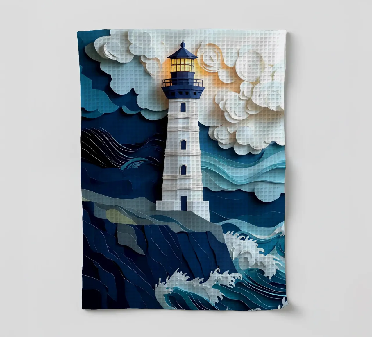 Faro nell'oceano Papercut Art canovaccio da cucina da Papercut Gallery