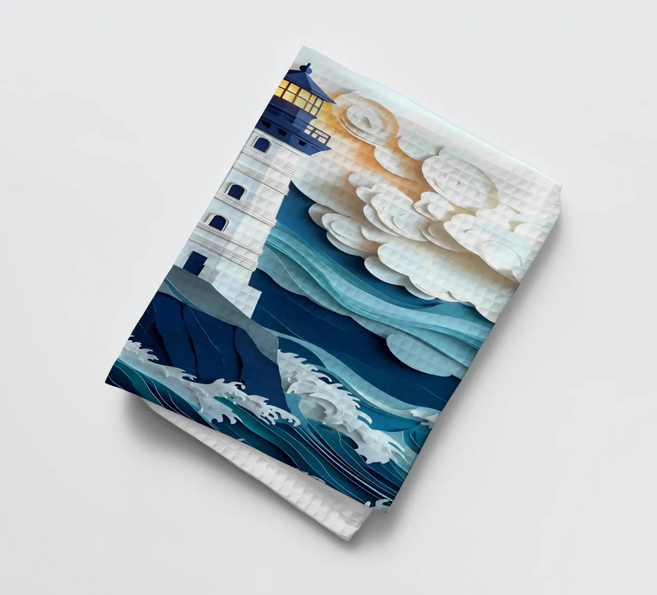 Faro nell'oceano Papercut Art canovaccio da cucina da Papercut Gallery