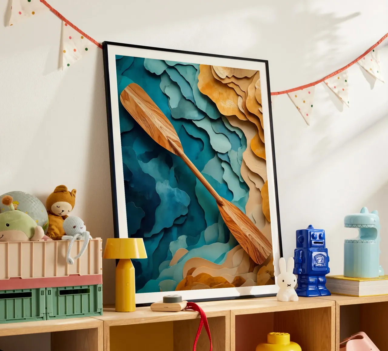 Arte del ritaglio di carta della pagaia di legno poster da Papercut Gallery
