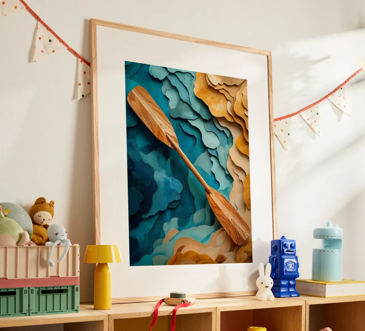 Arte del ritaglio di carta della pagaia di legno poster da Papercut Gallery