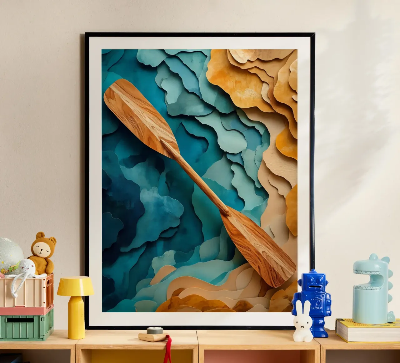 Arte del ritaglio di carta della pagaia di legno poster da Papercut Gallery