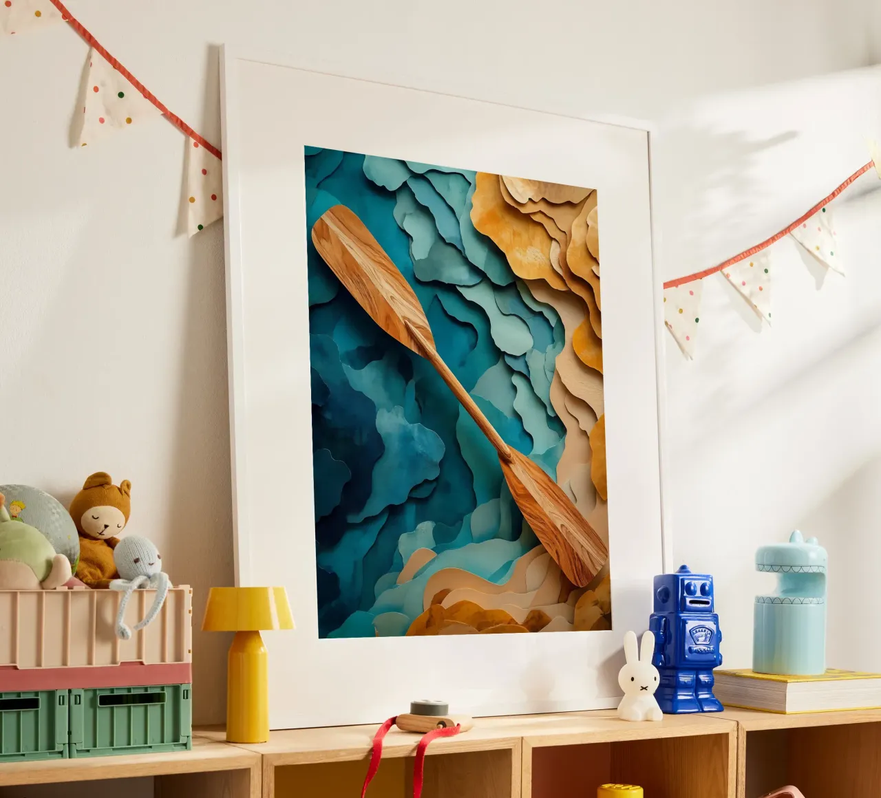 Arte del ritaglio di carta della pagaia di legno poster da Papercut Gallery