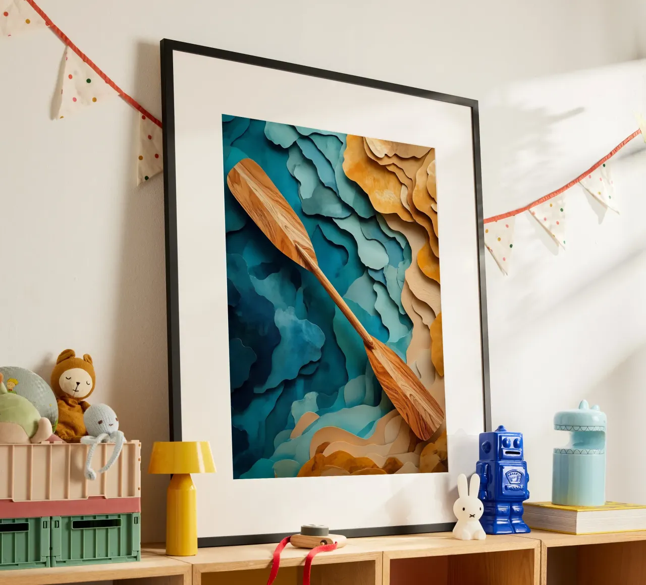 Arte del ritaglio di carta della pagaia di legno poster da Papercut Gallery