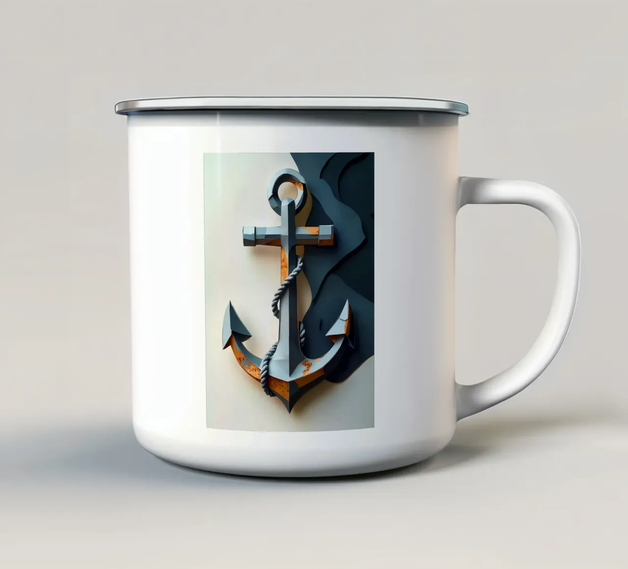 Anker en touw papercut kunst emaille mok van Papercut Gallery