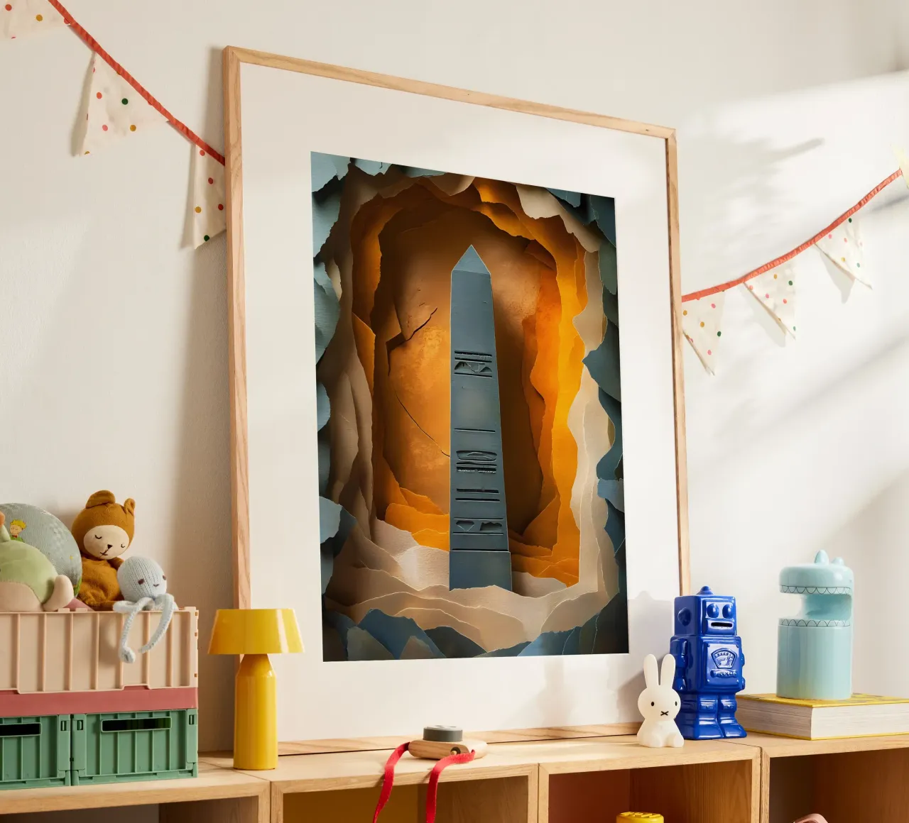 Obelisco nella grotta Papercut Art poster con telaio in plastica da Papercut Gallery