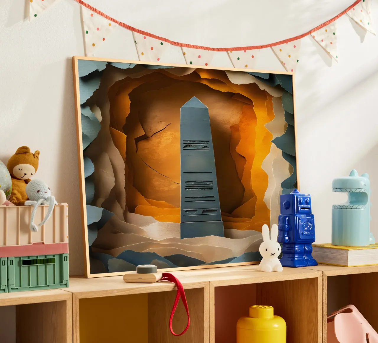Obelisco nella grotta Papercut Art poster con telaio in plastica da Papercut Gallery