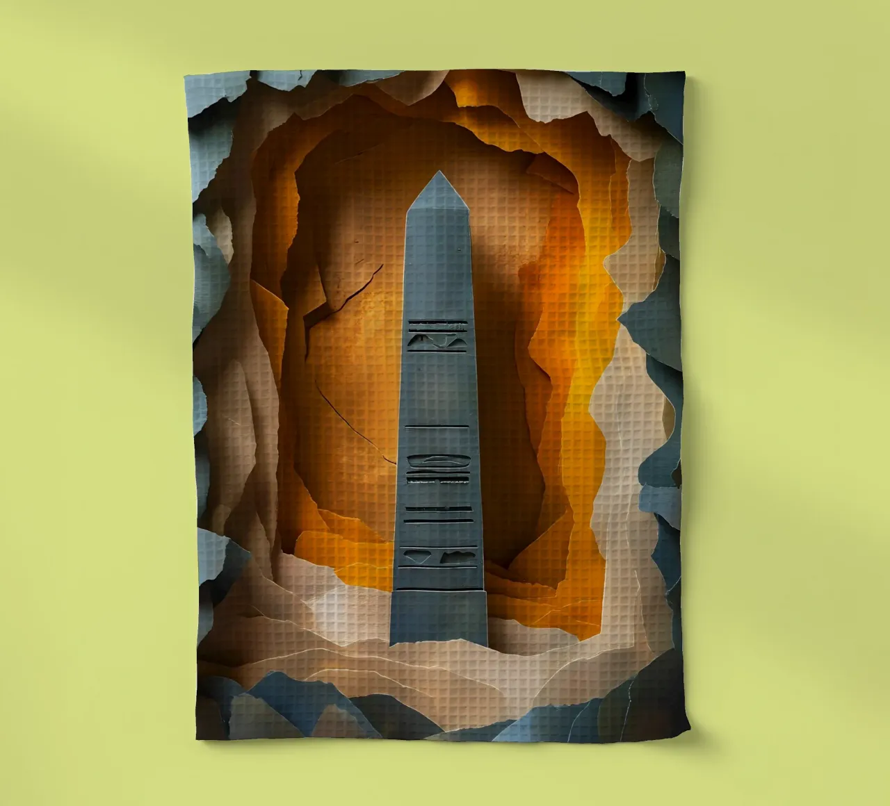 Obelisk In The Cave Papercut Art tea towel by Papercut Gallery