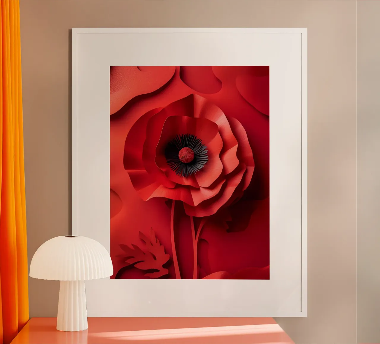 Arte del ritaglio di carta con fiori rossi poster da Papercut Gallery