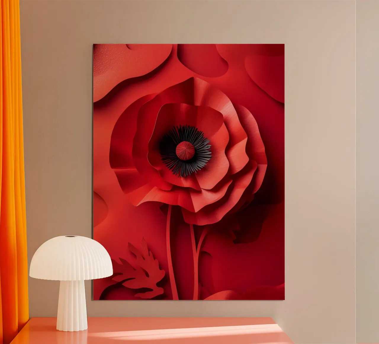 Arte del ritaglio di carta con fiori rossi poster da Papercut Gallery