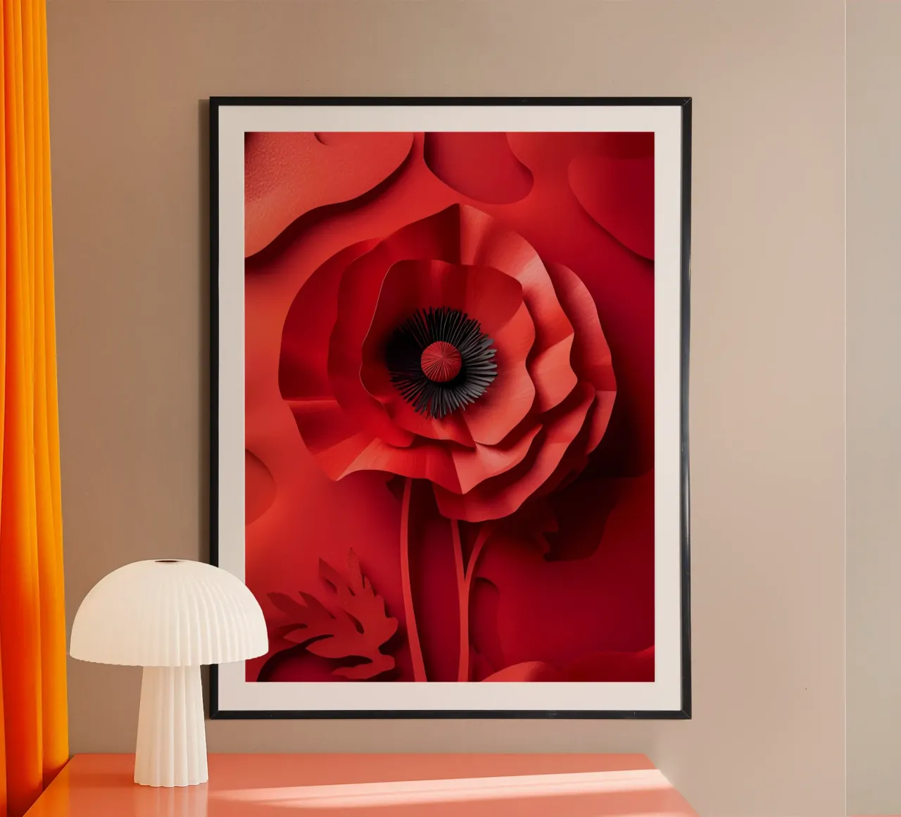 Arte del ritaglio di carta con fiori rossi poster da Papercut Gallery