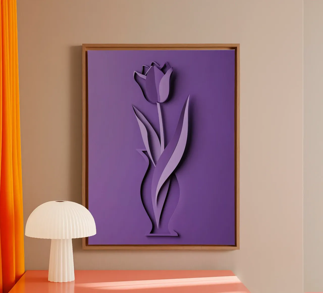 Carta da taglio con fiori di tulipano tela con Cornice a cassetta da Papercut Gallery