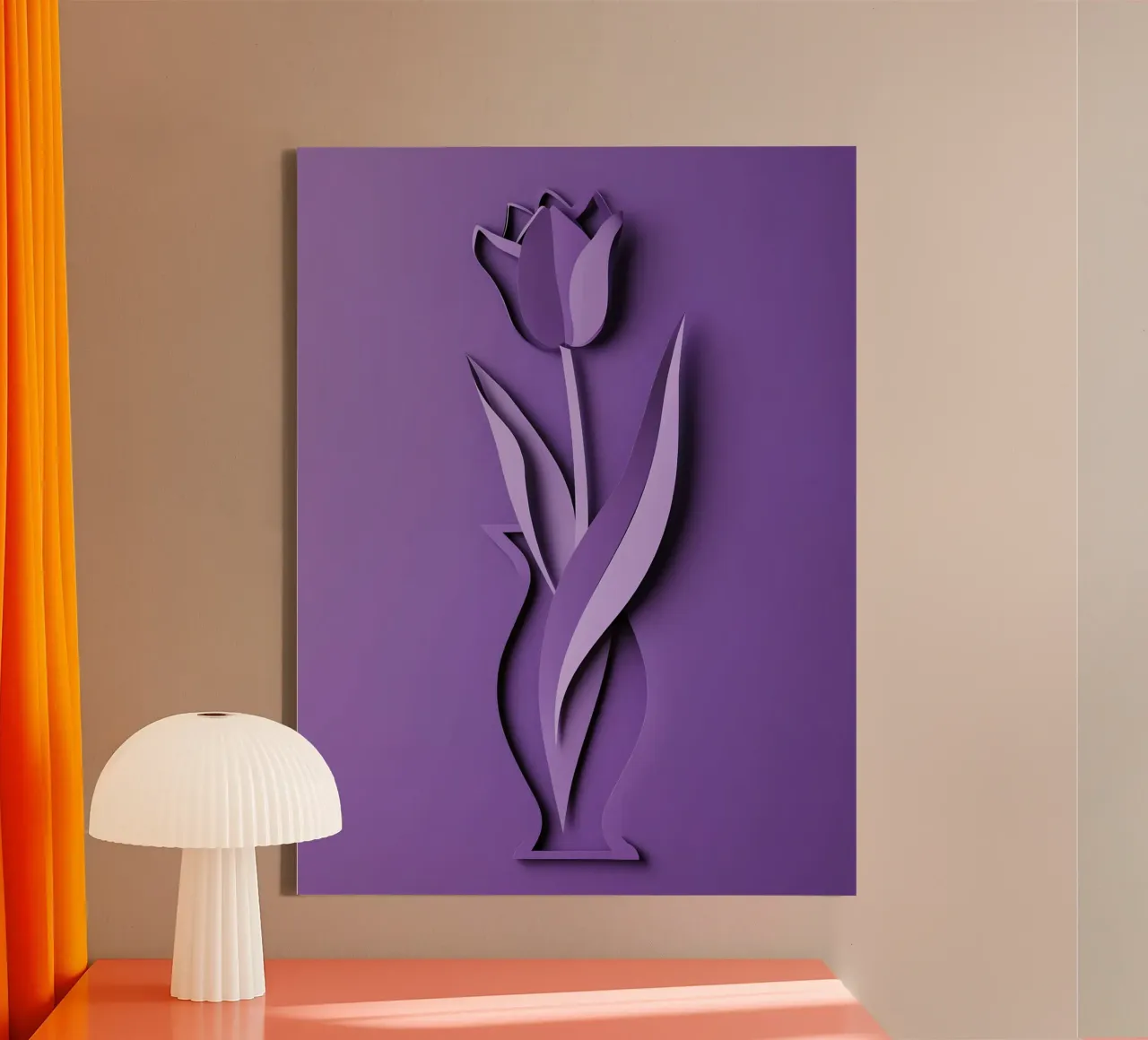 Carta da taglio con fiori di tulipano tela con Cornice a cassetta da Papercut Gallery