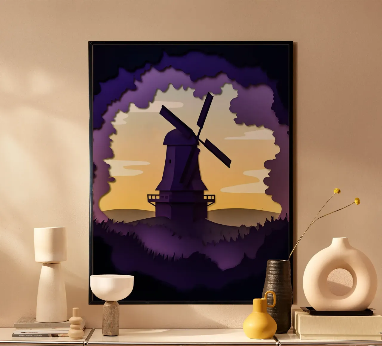 Windmühle Scherenschnitt Kunst Poster von Papercut Gallery