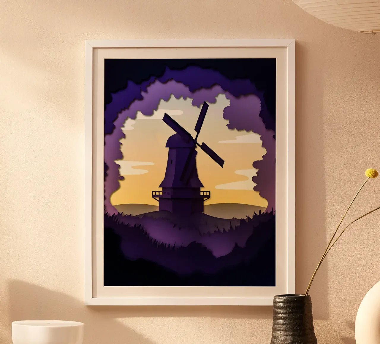 Windmühle Scherenschnitt Kunst Poster von Papercut Gallery