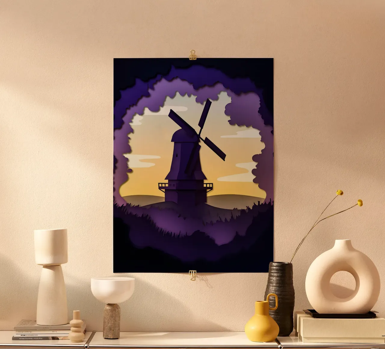 Windmühle Scherenschnitt Kunst Poster von Papercut Gallery