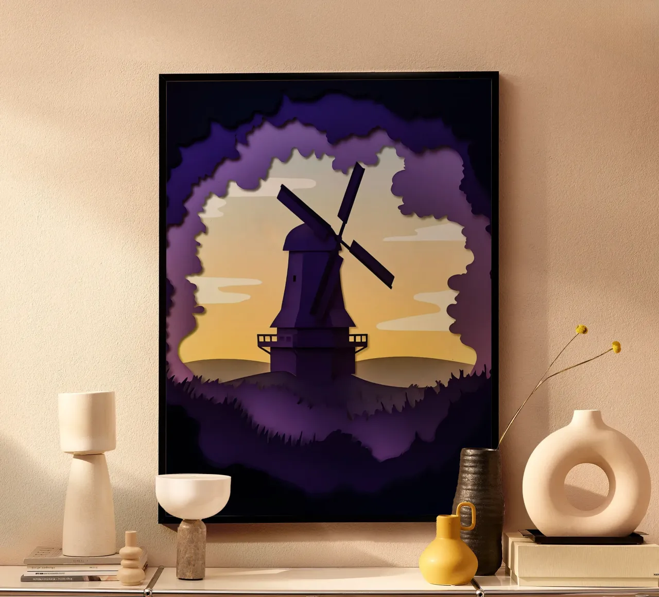 Windmühle Scherenschnitt Kunst Poster von Papercut Gallery