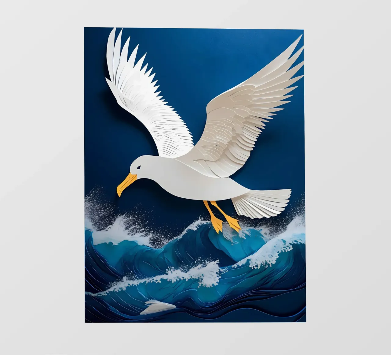 Gabbiano sopra l'oceano Papercut Art pellicola backlit da Papercut Gallery