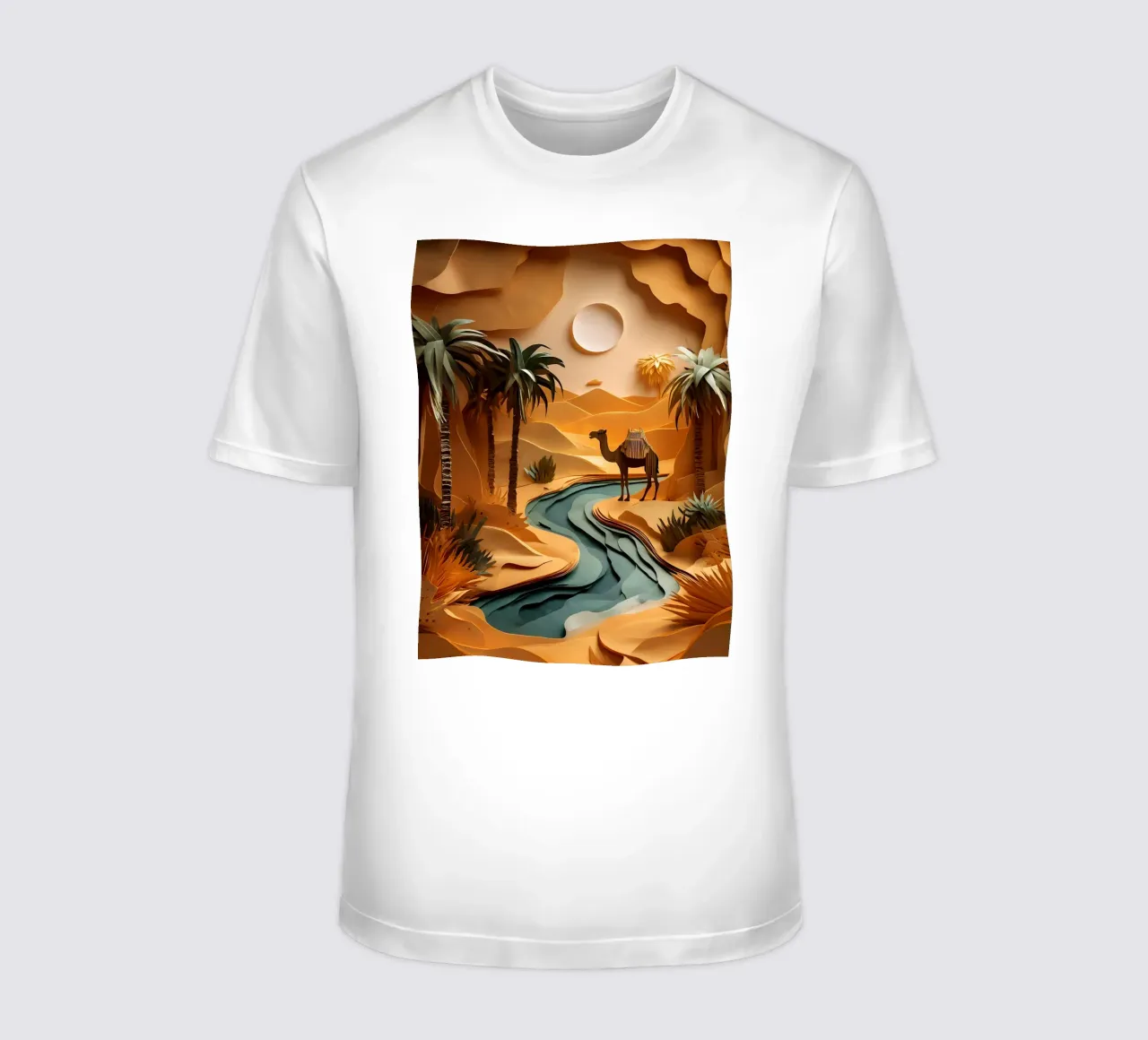 Cammello in un'oasi t-shirt da Papercut Gallery