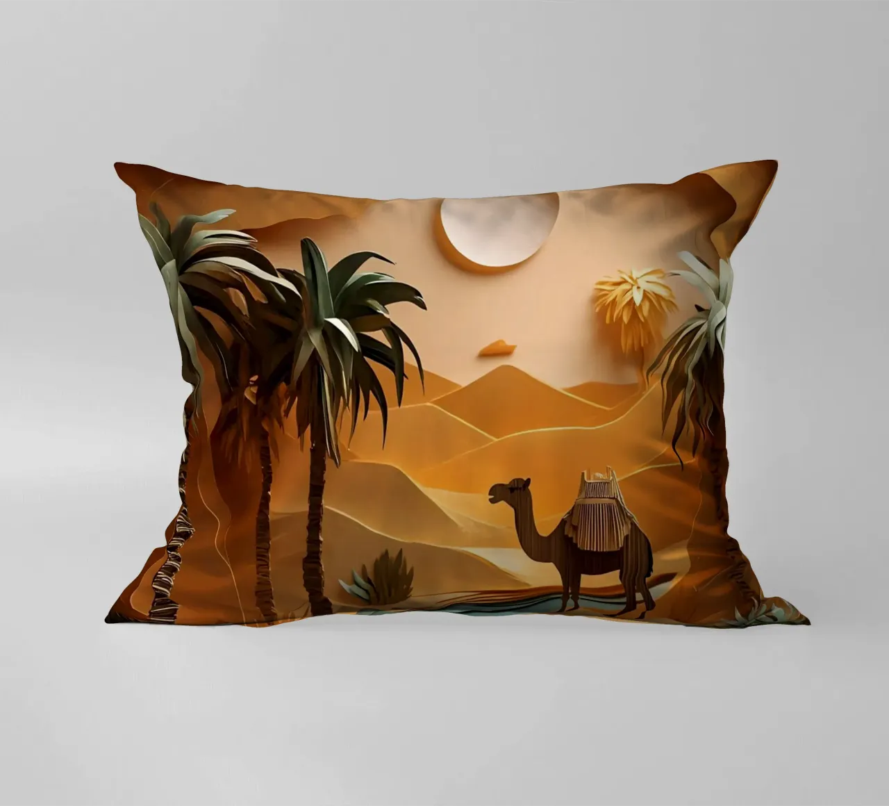 Cammello in un'oasi cuscino da Papercut Gallery