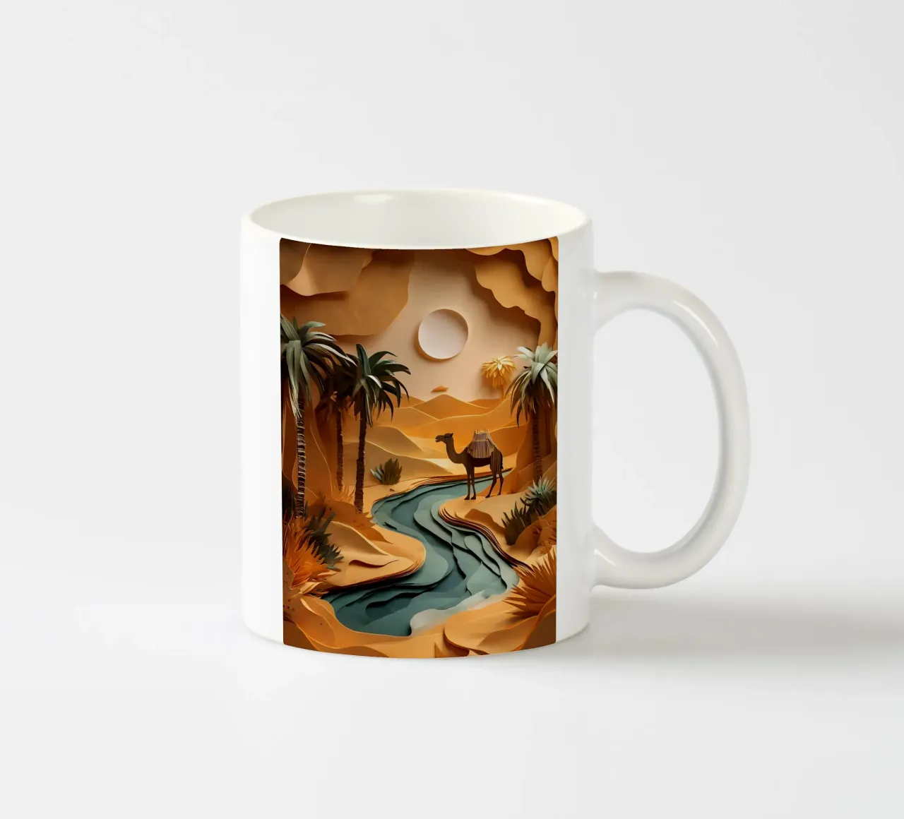 Cammello in un'oasi tazza in ceramica da Papercut Gallery