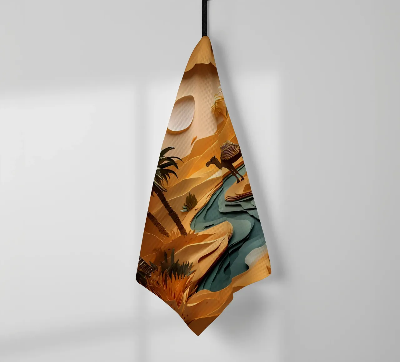 Cammello in un'oasi canovaccio da cucina da Papercut Gallery