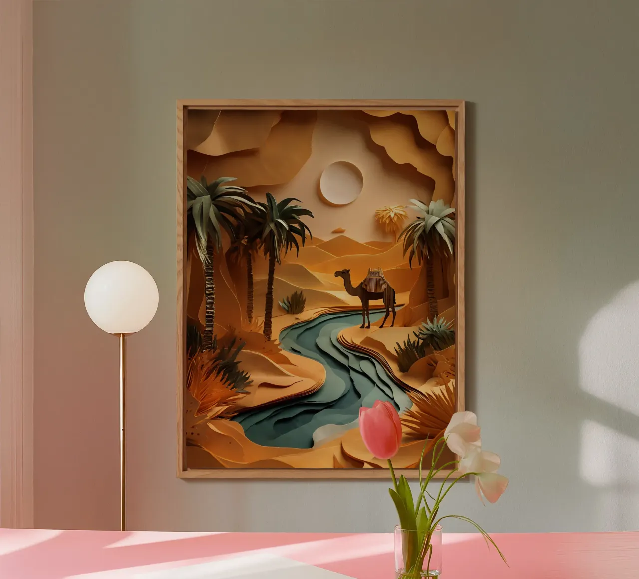 Cammello in un'oasi alluminio dibond da Papercut Gallery