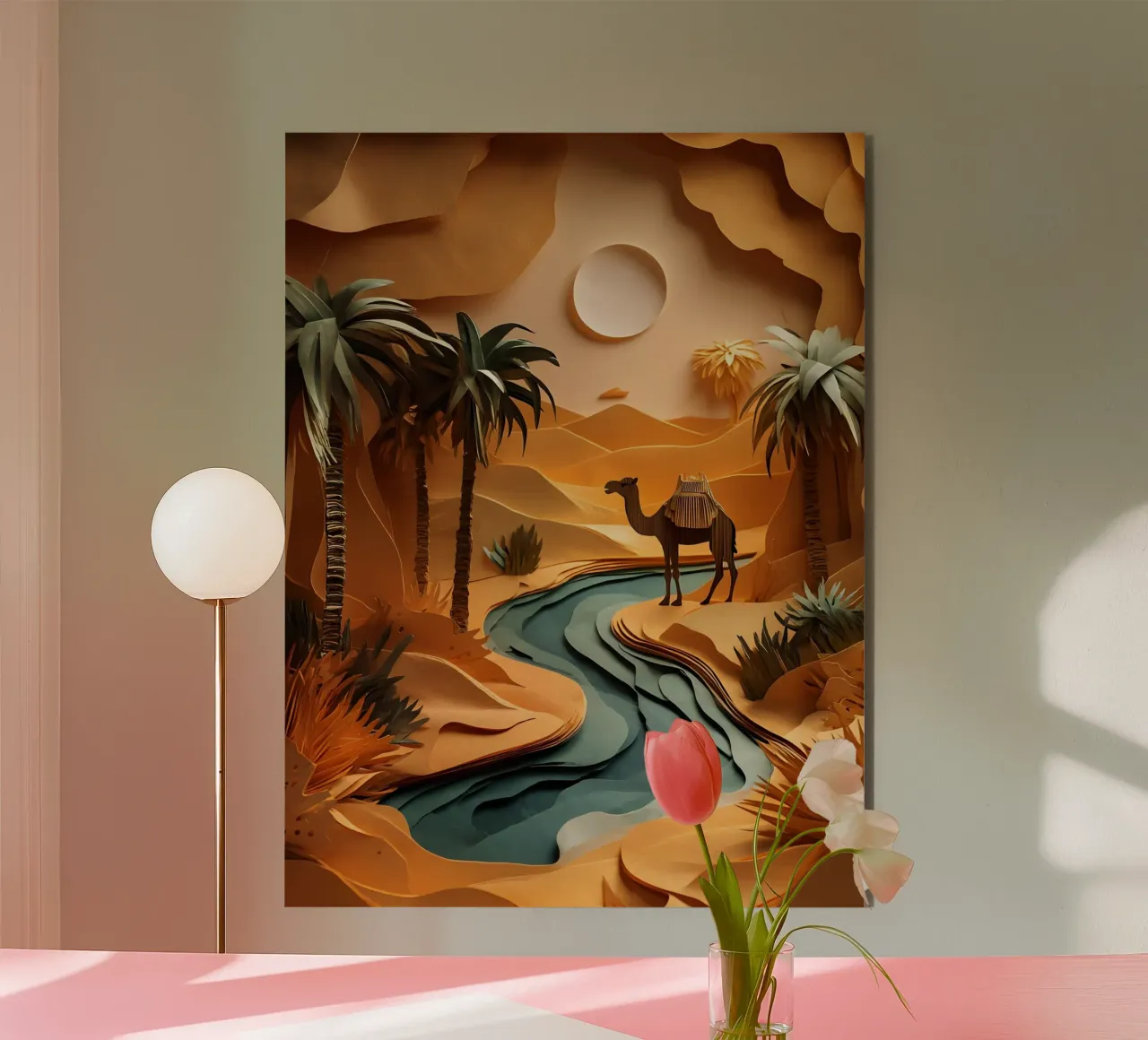 Cammello in un'oasi alluminio dibond da Papercut Gallery