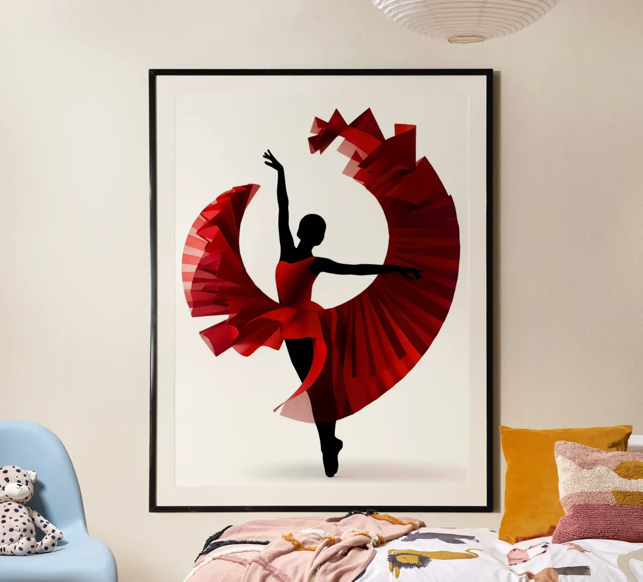 Ballerina dansende papercut kunst poster van Papercut Gallery