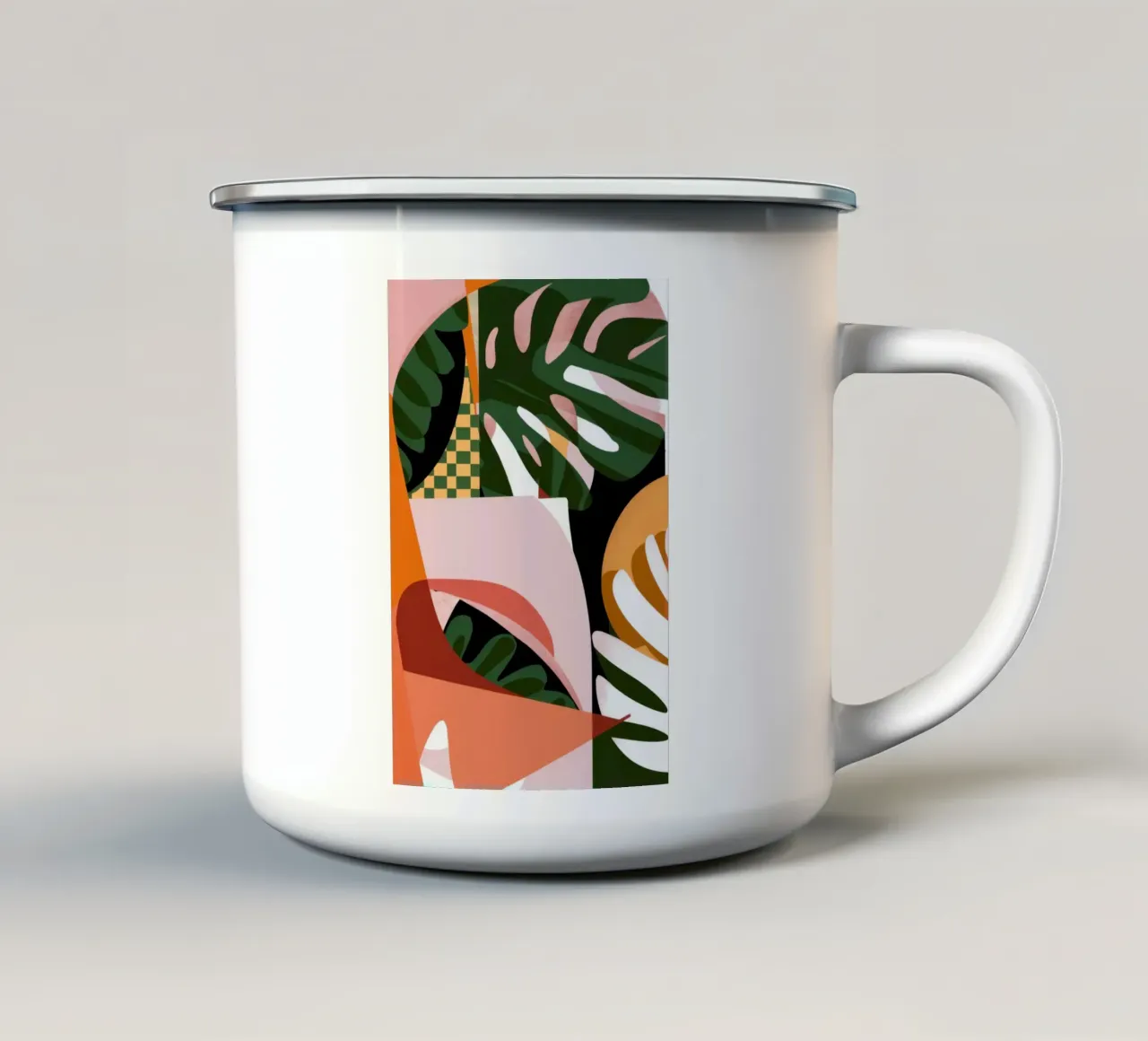 Natura morta di Monstera tazza in smalto da Line Fable
