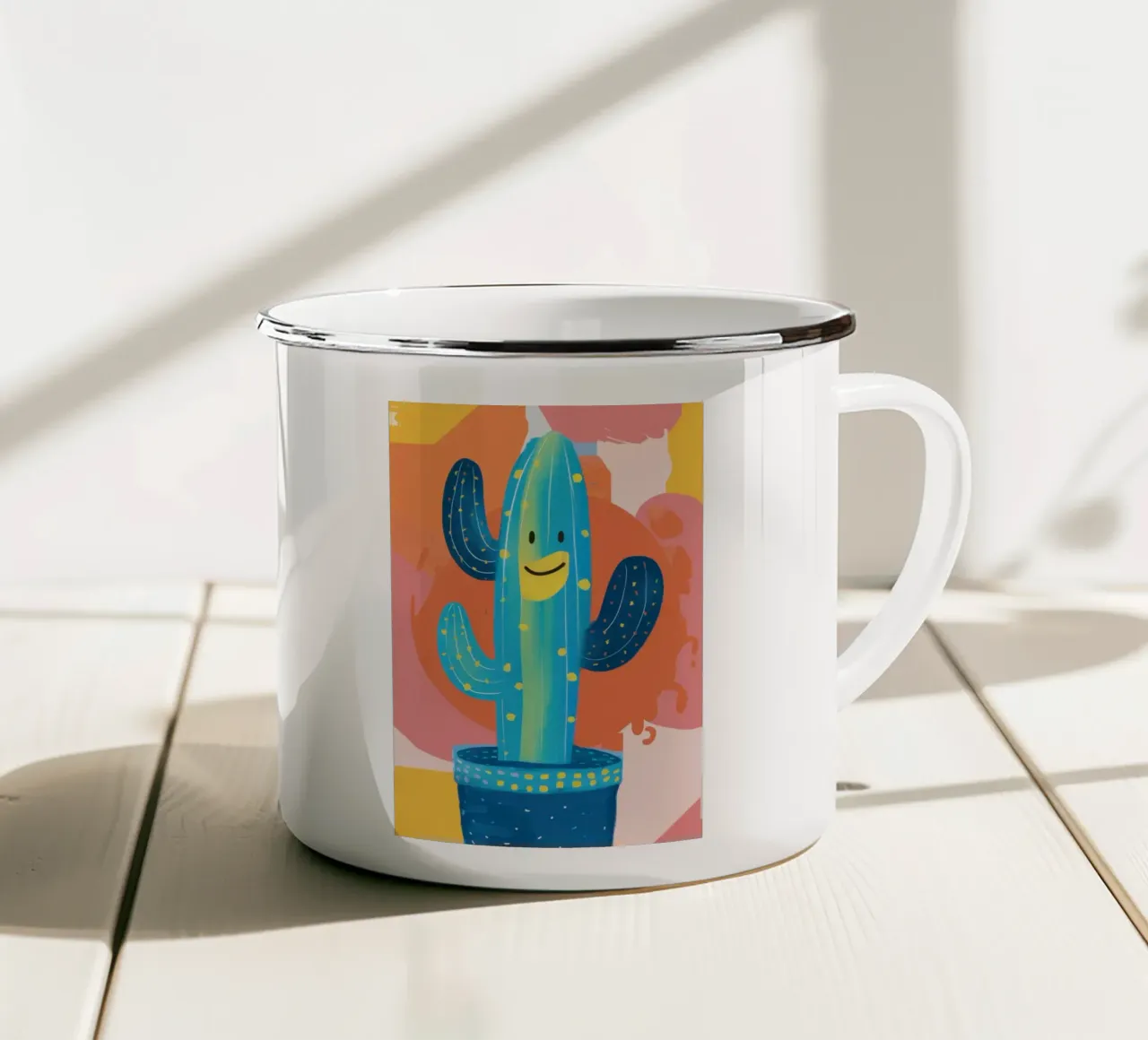 Amico cactus gioioso tazza in smalto da Lunar Valentina