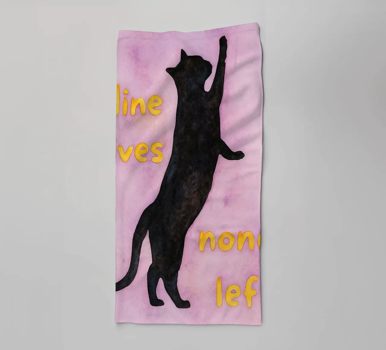 neun Leben nicht links Katze Malerei Handtuch von Goldend
