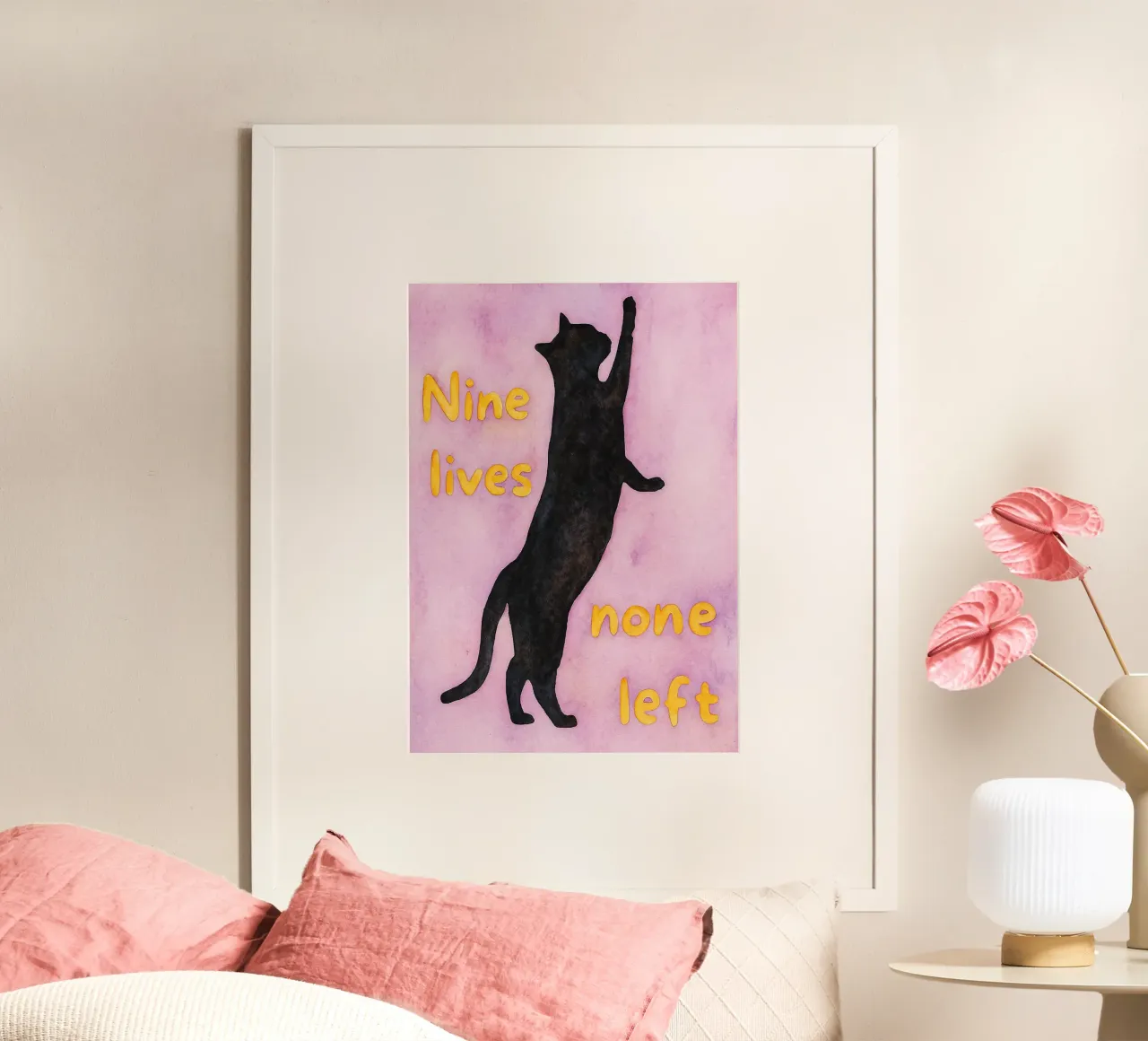 neun Leben nicht links Katze Malerei Poster von Goldend