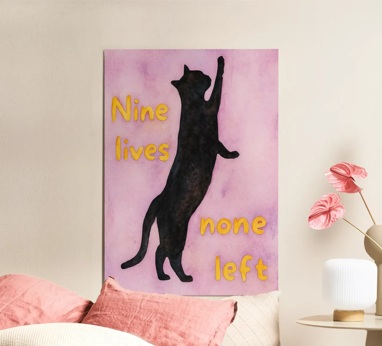 neun Leben nicht links Katze Malerei Poster von Goldend