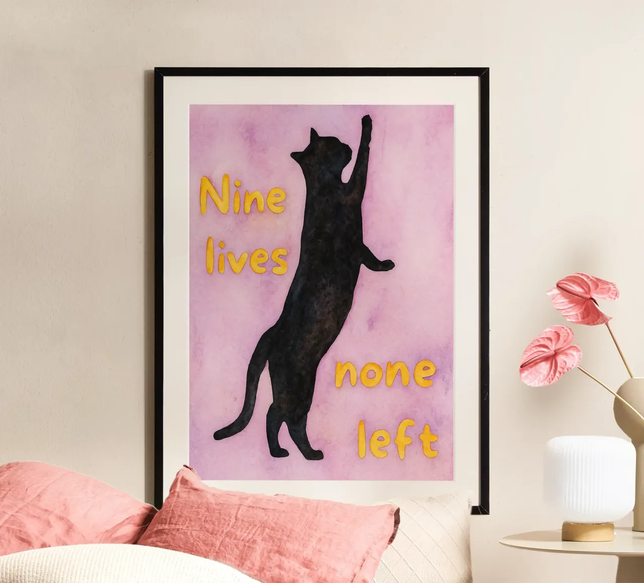 neun Leben nicht links Katze Malerei Poster von Goldend
